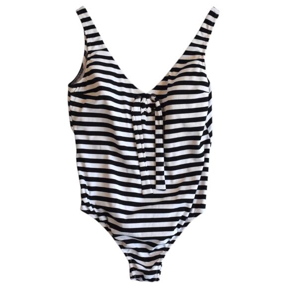 Calzedonia Black and White Striped Nautical One Piece Swimsuit Size L - Picture 1 of 8
